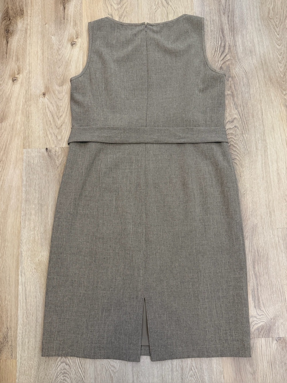 Kasper Taupe Sleeveless Belted Sheath Dress - Picture 2 of 7